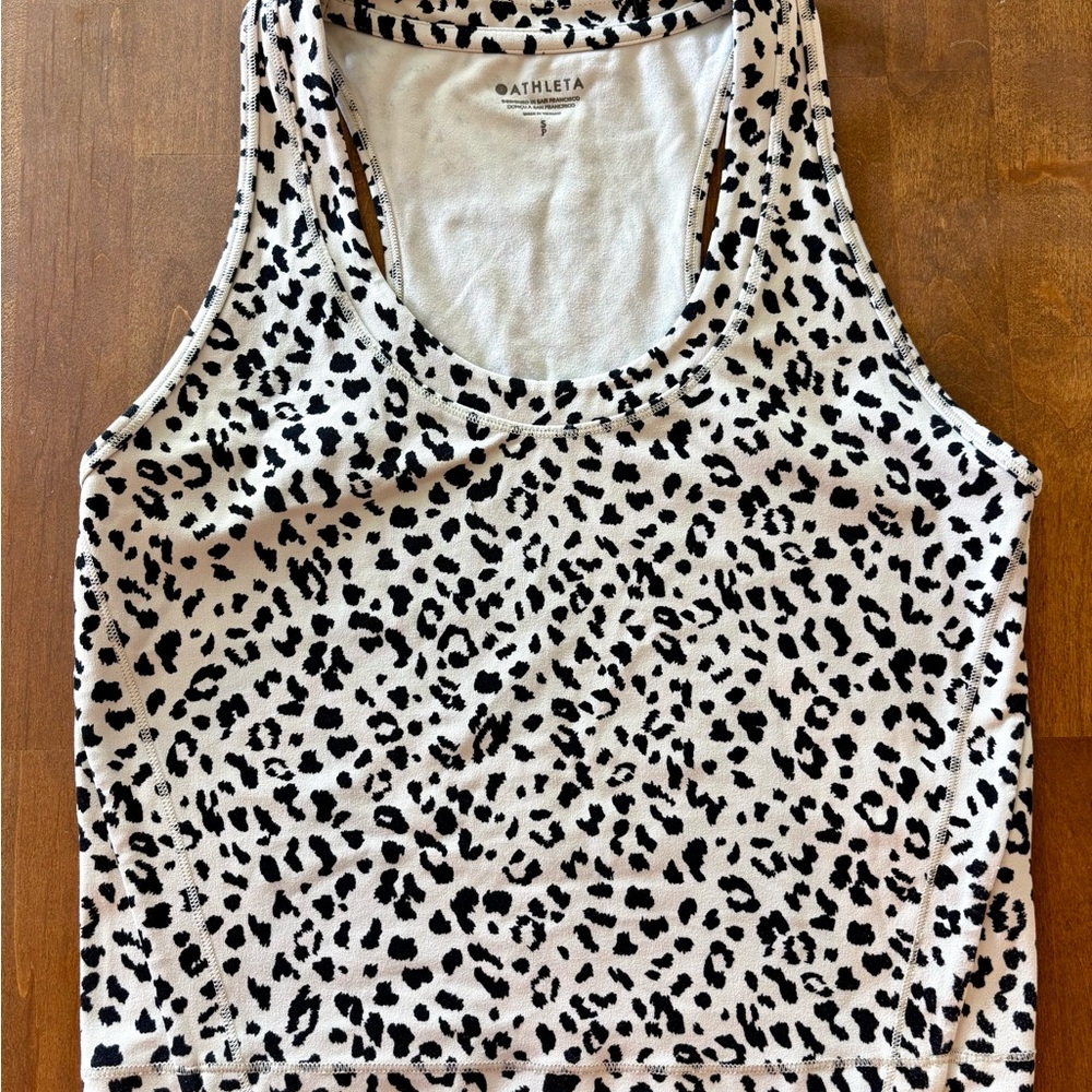 Athleta Black and White Leopard Patterned Tank Top